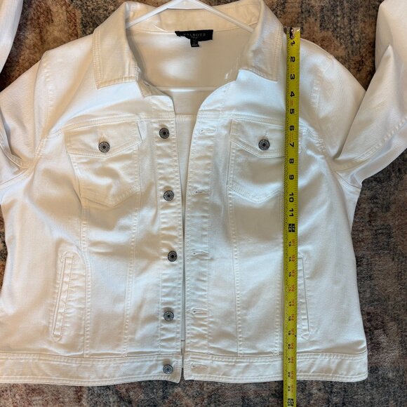 Talbots Women's Plus L/S Classic Button-Front Denim Jean Jacket 1X White Pockets - Picture 9 of 10